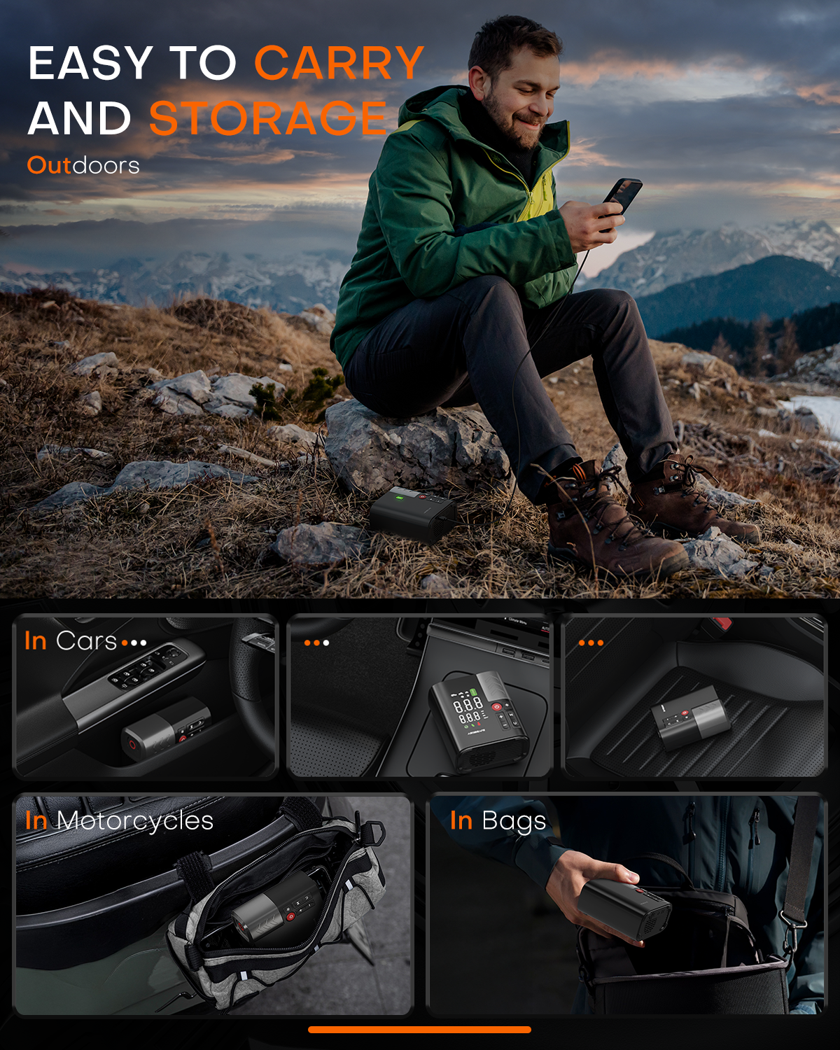 Tire Inflator, 3X FasterPortable Air Compressor with 16000 mAh Battery, 45W Charging, 160PSI 48LPM