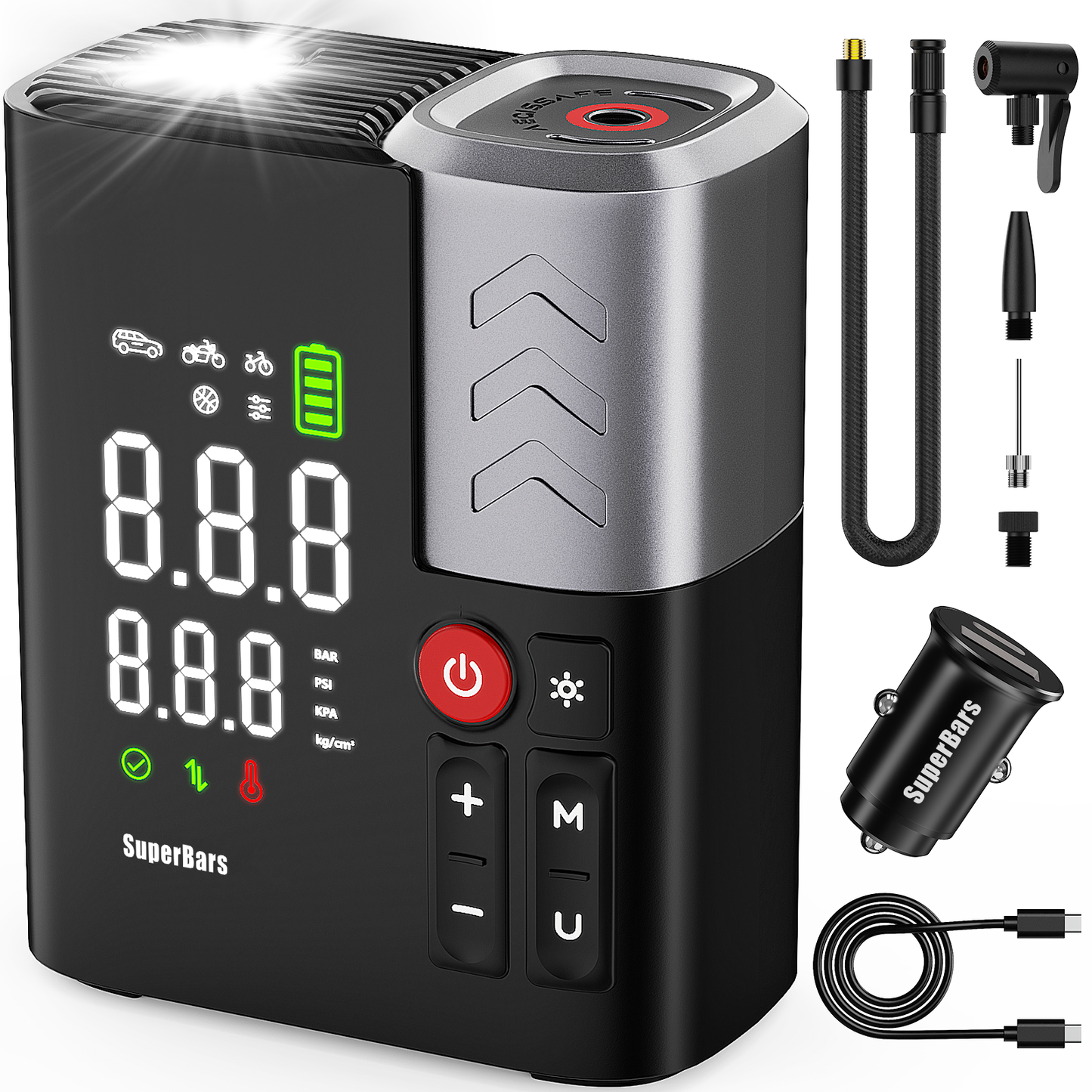 Tire Inflator, 3X FasterPortable Air Compressor with 10400 mAh Battery, 45W Charging, 160PSI 48LPM