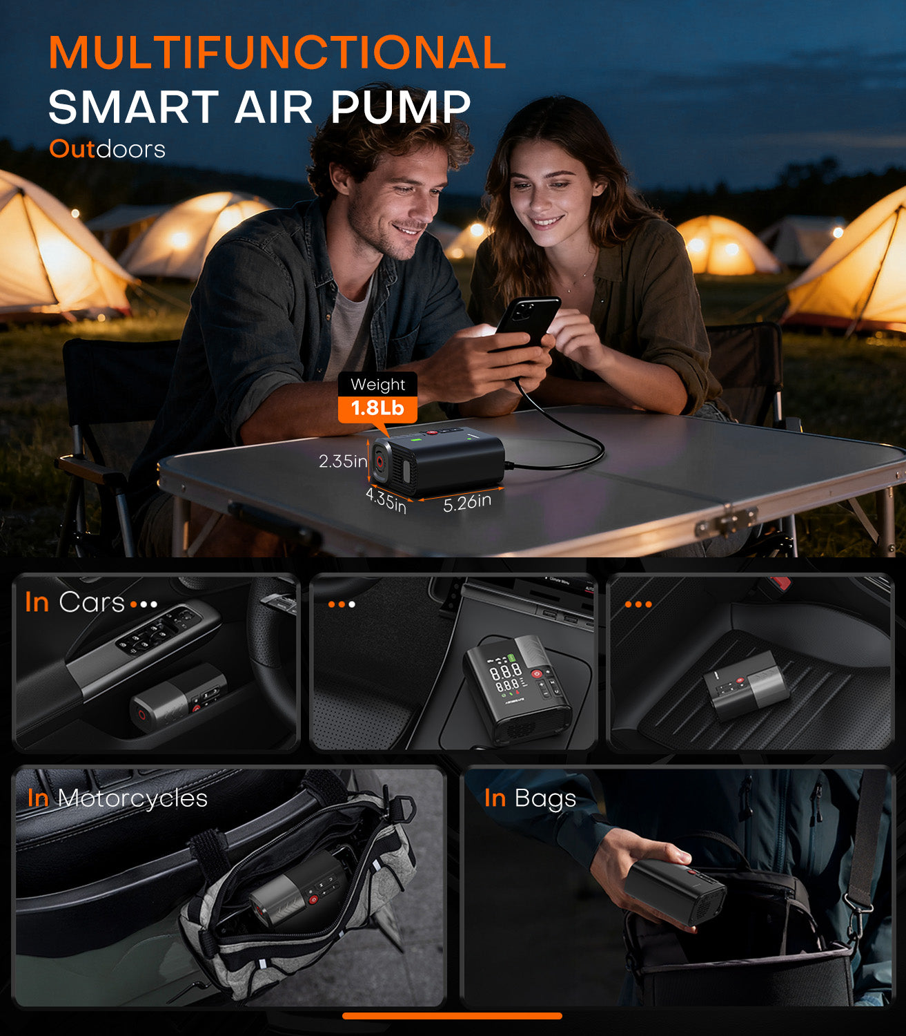 Tire Inflator, 3X FasterPortable Air Compressor with 10400 mAh Battery, 45W Charging, 160PSI 48LPM